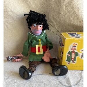 1960 Vintage 15" Pelham Puppet Green Giant Marionette w/ Club & original box EUC